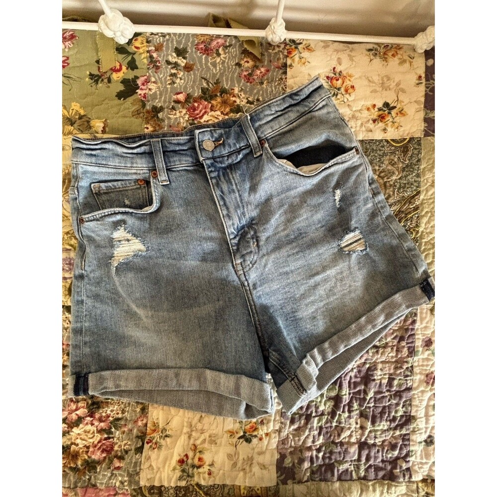 &denim High Waist Distressed Jean Shorts Ripped Light Wash Denim 8 3” Inseam